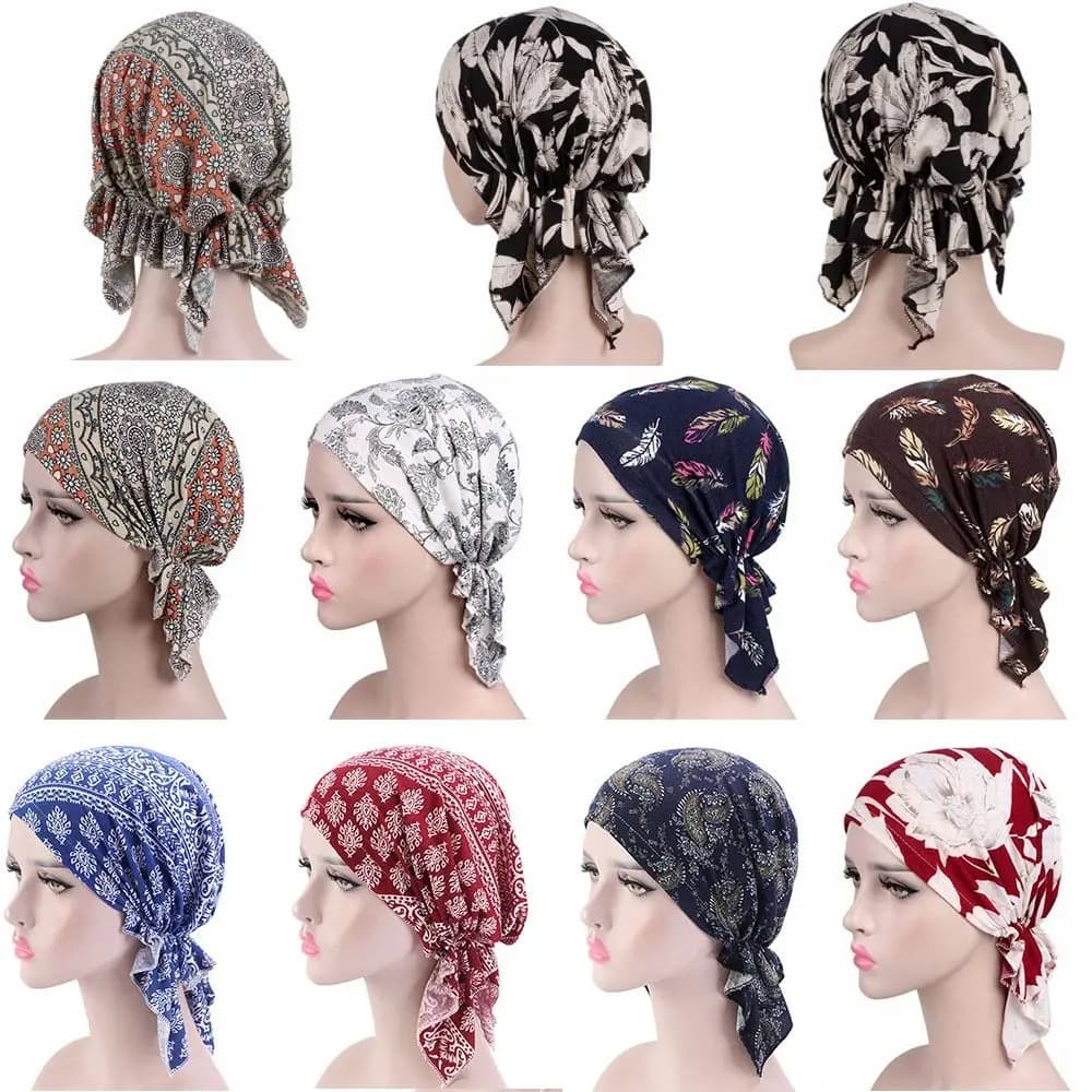 Cappello Turbante Floreale da Donna in Cotone Stile Etnico, Berretto Casual alla Moda, Copricapo, Bandana, Cappello per Chemioterapia