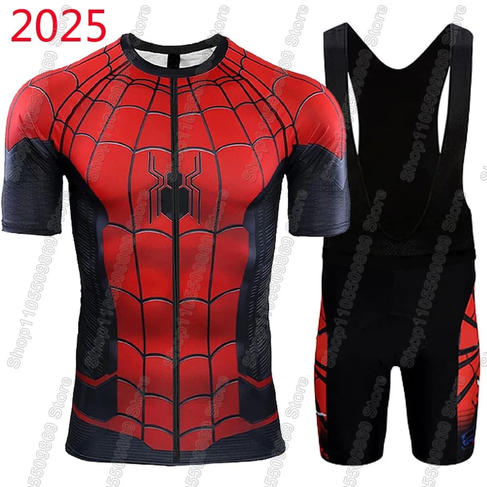 Completo Ciclismo Spider 2026: Maglia e Salopette da Bici da Strada, Abbigliamento Popolare con Cartoni Animati e Anime, Pantaloncini con Bretelle per MTB