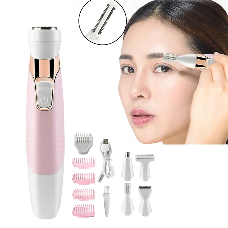 5 in 1 rimozione dei capelli per le donne viso corpo epilatore bikini trimmer lady rasoio peli pubici rasoio elettrico naso sopracciglio rasoio