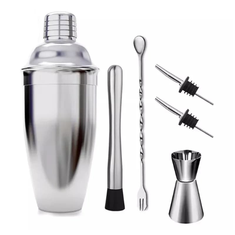 Set di shaker per cocktail in acciaio inossidabile da 6 pezzi, brocca per miscelazione, kit professionale per barista, strumenti da bar per bevande