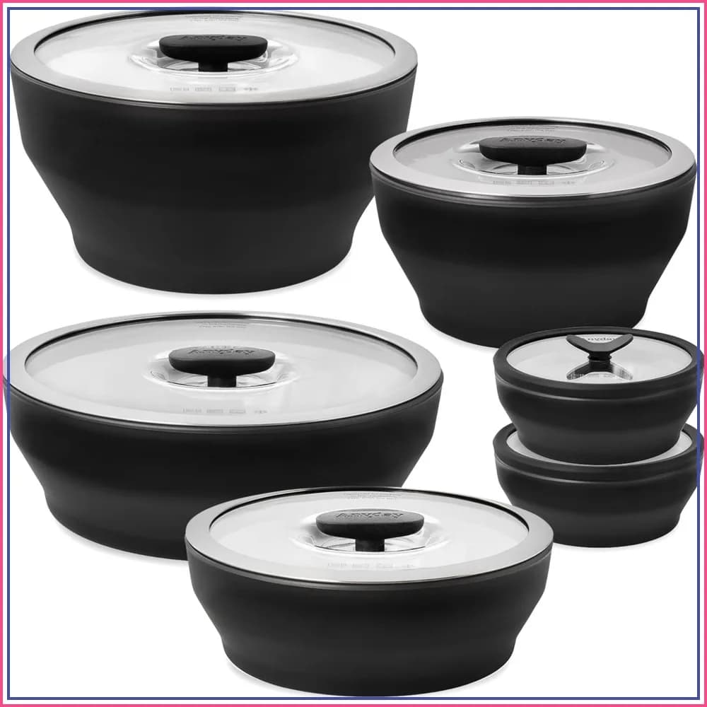 12-Pc Borosilicate Glass Food Storage Set with Glass Lids, Microwave & Oven Safe, Stackable Airtight Containers, Vented Lid for Steaming