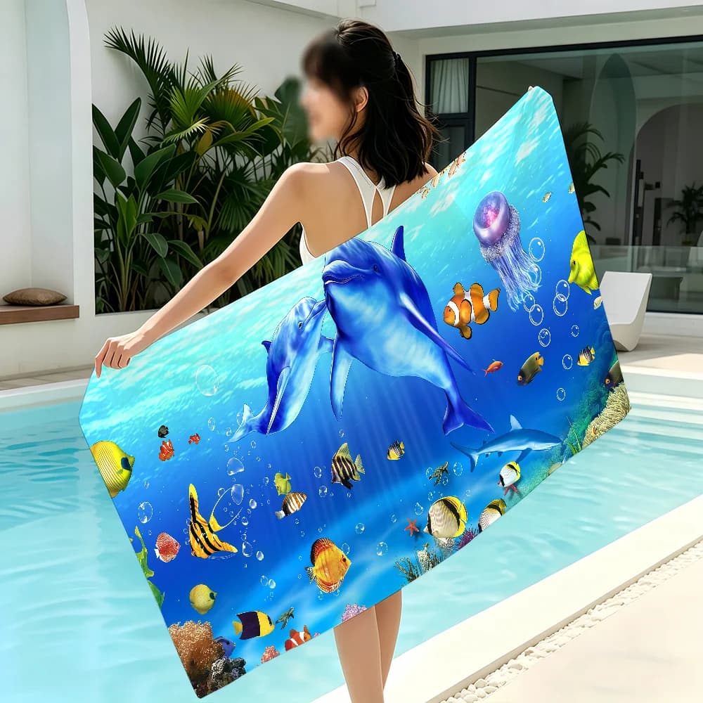 Asciugamano Sea World per Yoga e Palestra, Leggero e Portatile per Nuoto, Spiaggia, Viaggi, Accessori Sportivi, Antisabbia