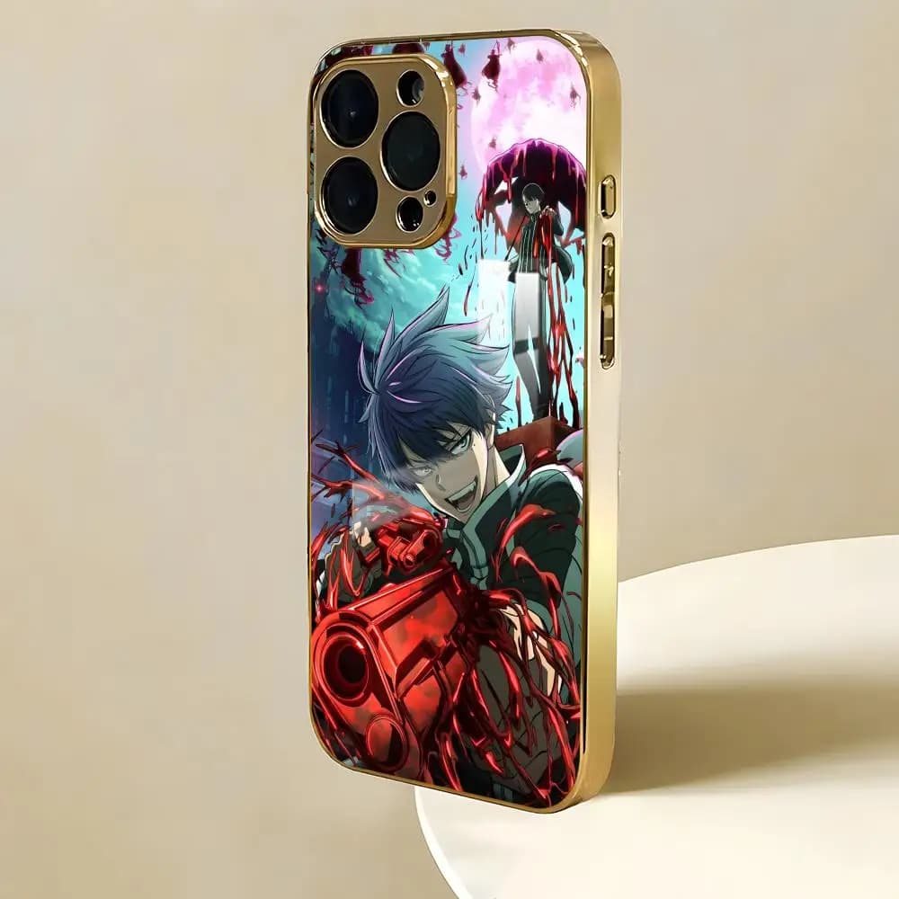 Galvanized metal phone case with bumper, cartoon design Anime T-Tougen Anki Wiki, for iPhone 17 16 15 14 13 12 Pro Max