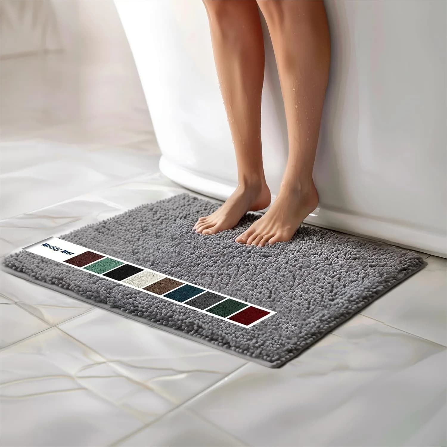 Tappetini da Bagno in Ciniglia ad Asciugatura Rapida, in Microfibra Antiscivolo, Lavabili, Extra Spessi e Morbidi, Super Assorbenti per Bagno, Cucina e Doccia