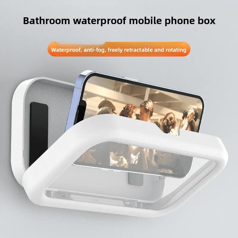 Supporto per Telefono Rotante a 360 Gradi, Impermeabile e Antiappannamento, per Bagno, Doccia, Cucina, Montaggio a Parete per iPhone, Samsung, Android