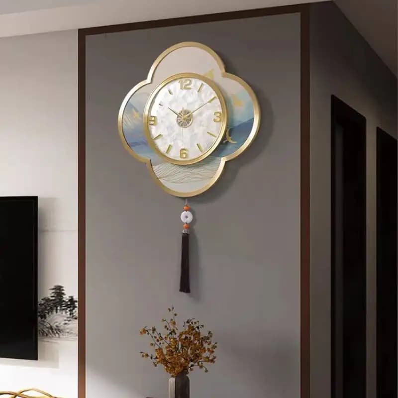 Orologio da Parete Estetico di Lusso, Grande Orologio Giallo dal Design Moderno e Alla Moda, Decorazione per Camera da Letto