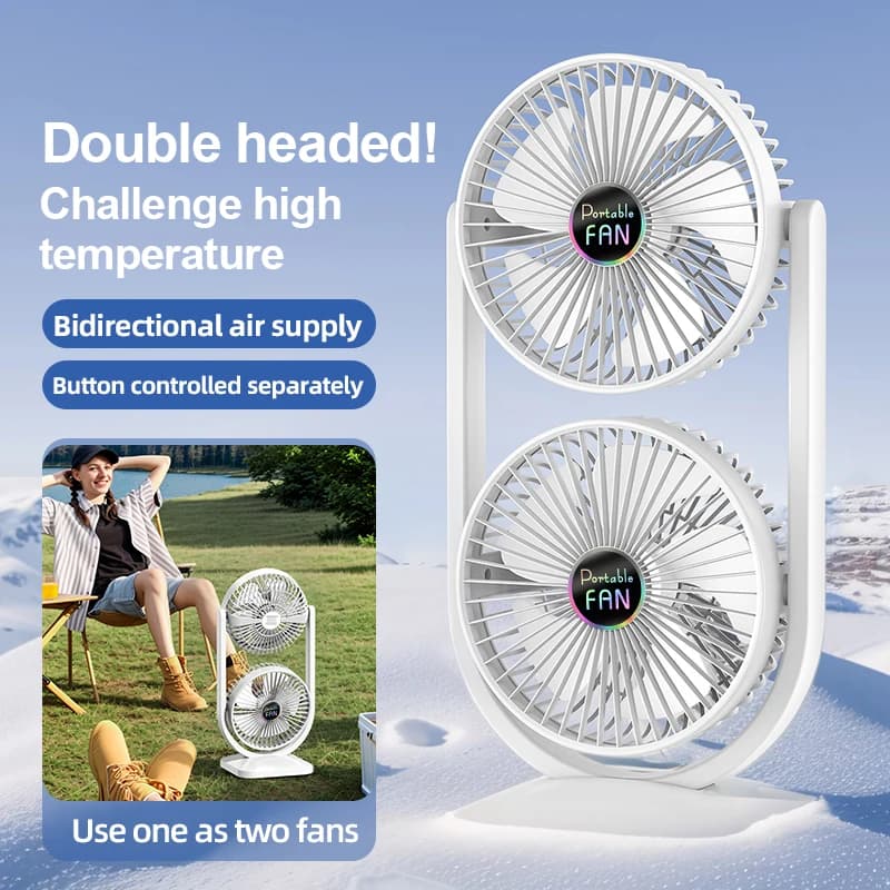Ventilatore da tavolo con ricarica USB Ventilatore elettrico da tavolo girevole portatile adatto per picnic all'aperto Dormitorio per studenti Ufficio Uso domestico