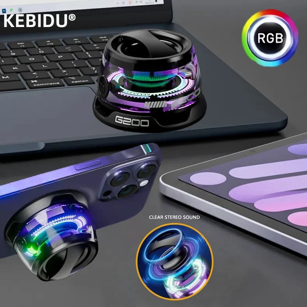 Supporto per telefono magnetico portatile da esterno Altoparlante Bluetooth Mini altoparlante stereo da viaggio con altoparlante wireless a luce colorata a LED