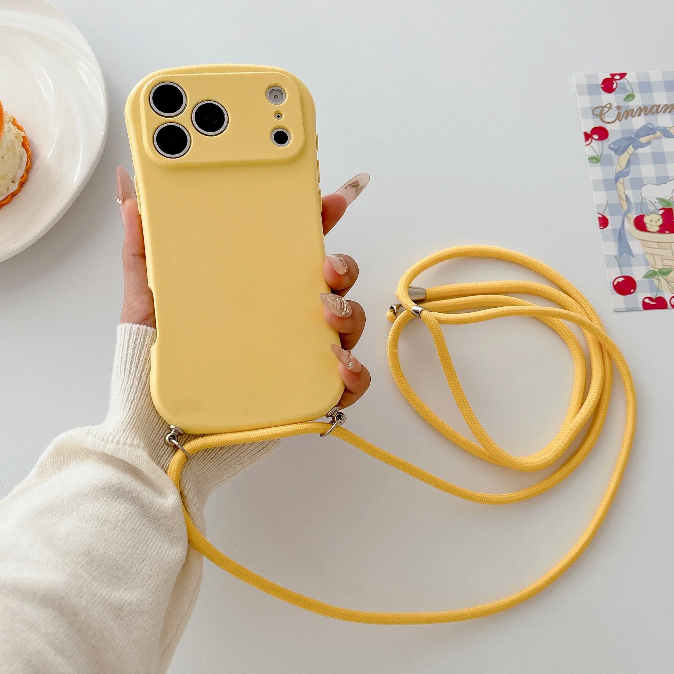 Custodia per telefono antiurto con laccetto diagonale alla moda color caramella per iPhone 17 16 15 14 13 12 11 Pro Max Plus Air