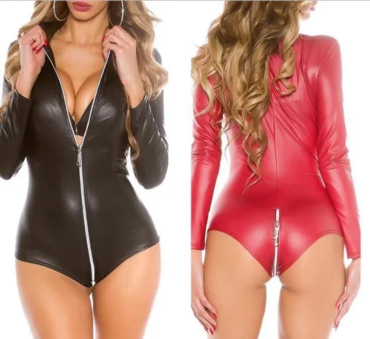 Sexy One-Piece Lingerie Underwear for Women Erotic Summer Thin Long Sleeve round Neck Polyester Bounding Suit Home Clothes