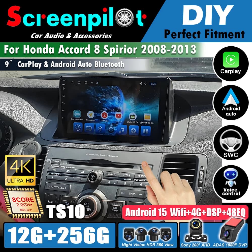 Android 16Car For Honda Accord 8 Spirior 2008 2009 2010 2011 2012 2013 LHD Radio Unit Multimedia Video Autoradio GPS Navigation