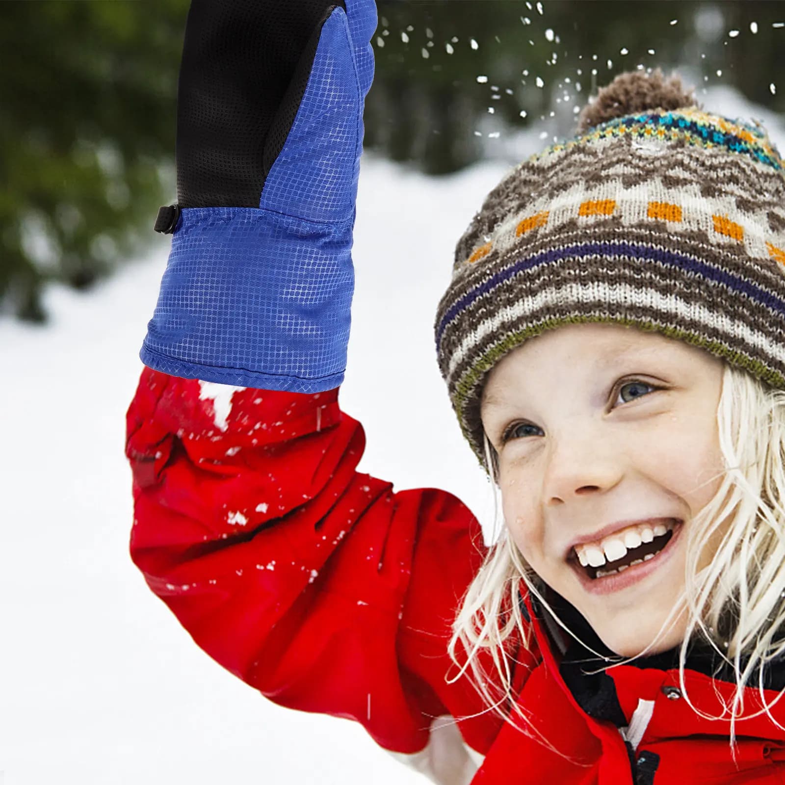 1Pair Childrens Snow Gloves Winter Warm Soft Cloth Kids Ski Mittens Lightweight Easy Clean for Skiing Snowboarding Ice Skating