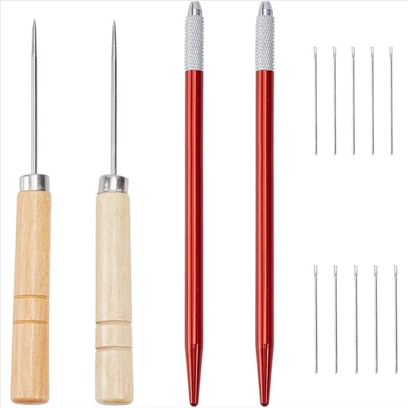 CHCH Per Forniture per la produzione di impianti per parrucche Kit di supporti per radicare i capelli da 14 pezzi 0,7/0,9 mm con puntini in legno Uncinetto