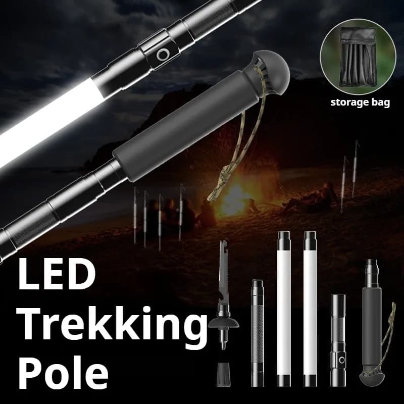Foldable Trekking Sticks in Aluminium Alloy, Removable Wall Mounts, Survival Tool for Open Climbing, Camping Accessories