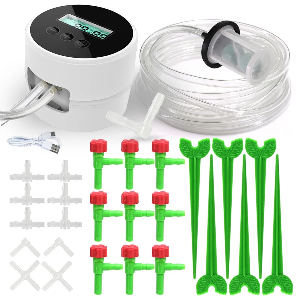 Sistema di irrigazione a goccia con tubo flessibile trasparente in PVC da 1/4 "per piante bonsai, valvola di regolazione, kit di irrigazione con contagocce regolabile