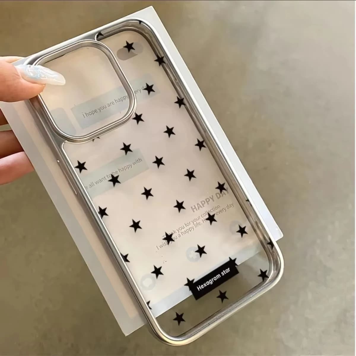 Ins Korean Full Screen Black Stars Phone Case For iPhone 17 Air 16 Promax 15 14 13 12 11 Pro MAX XR XSMAX 78Plus Y2K Soft Cover