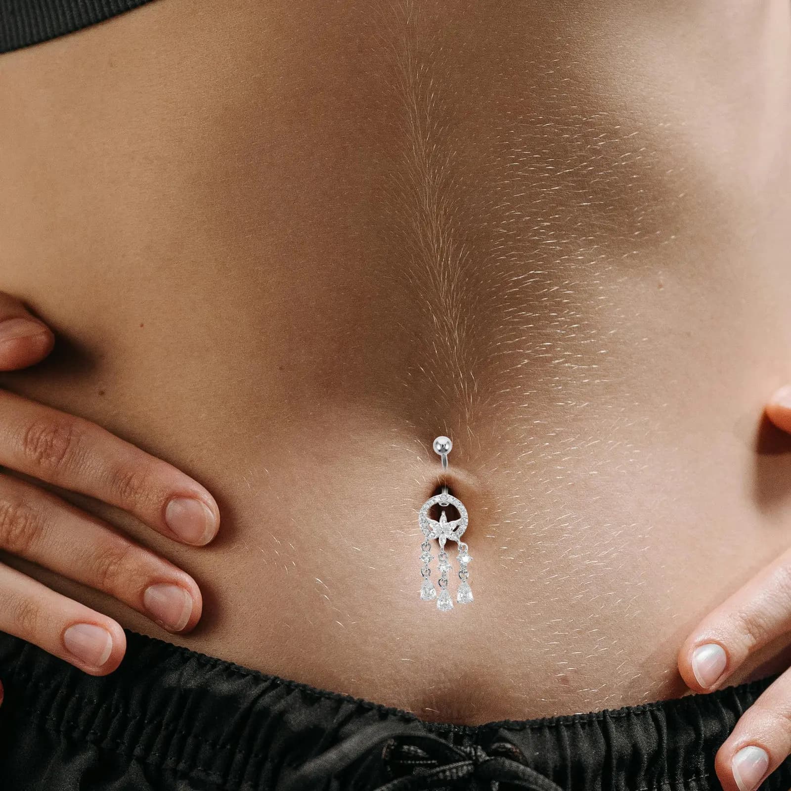 Stainless Steel Belly Button Ring Dreamcatcher Design Comfortable Boho Style Belly Piercing Jewelry for Women Navel Jewelry