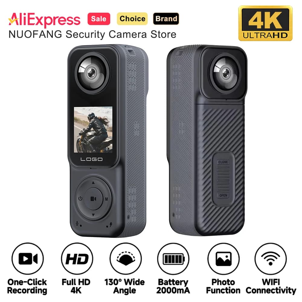 4K+2K dual lens action camera, front and rear WiFi sports camera, 130° Grandangular camera with Night Vision for Motorcycle and Vlog helmet