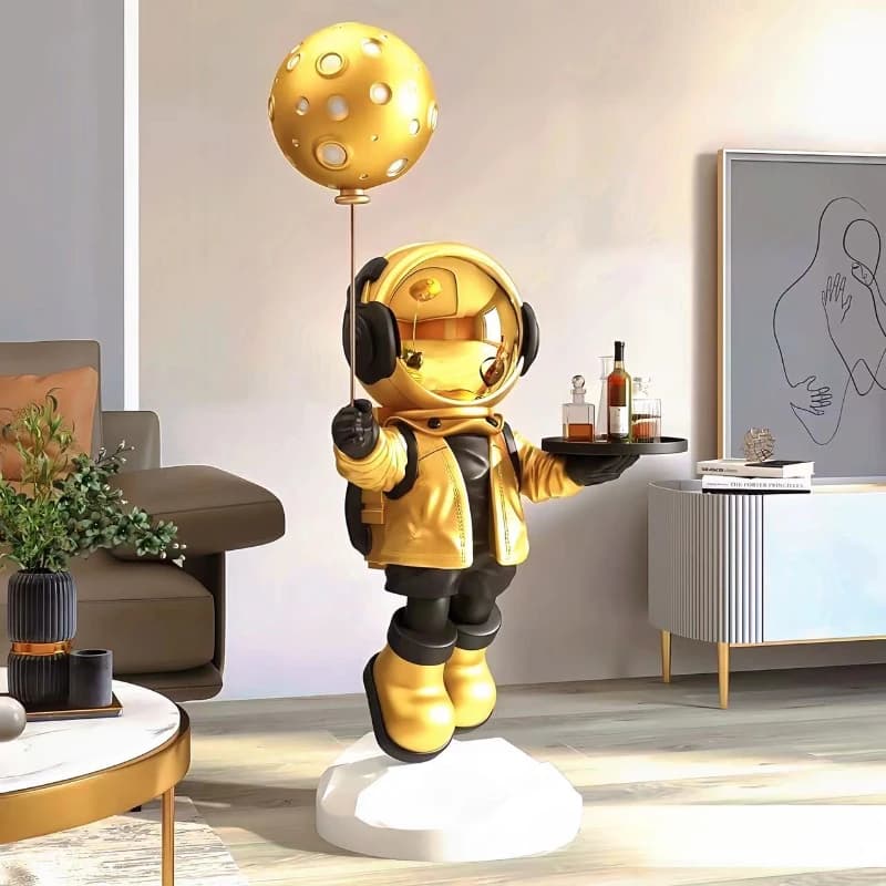 Grandi ornamenti creativi per l'astronauta da pavimento, decorazioni per la casa intelligente, funzioni di altoparlanti Bluetooth