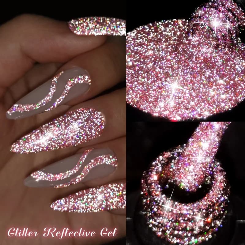 MSRUIOO 8ml Glitter Sparkly Nail Art Gel Oro Argento Rosa Soak Off UV/LED Gel Smalto per unghie per unghie Design manicure