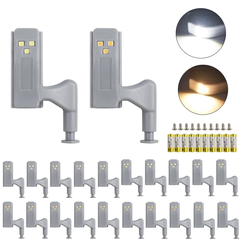 10 pezzi LED sensore di movimento luce armadio armadio porta armadio cerniera interna lampada notturna a batteria per illuminazione interna