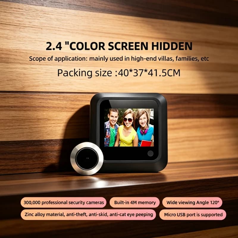 Hidden Peephole 2.4' 120° Intelligent Digital Door Viewer Monitor Anti Cat Eye Peek Camera with Picture Taking 240*320 Visual Do