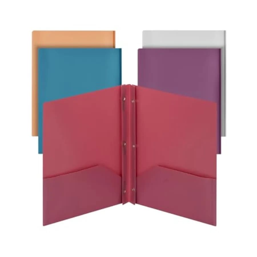 - Plastic Folders with Pockets and Prong, 5 Pack, Assorted Colors, Pocket Folders, Folders with Prongs, File Folders with Faste