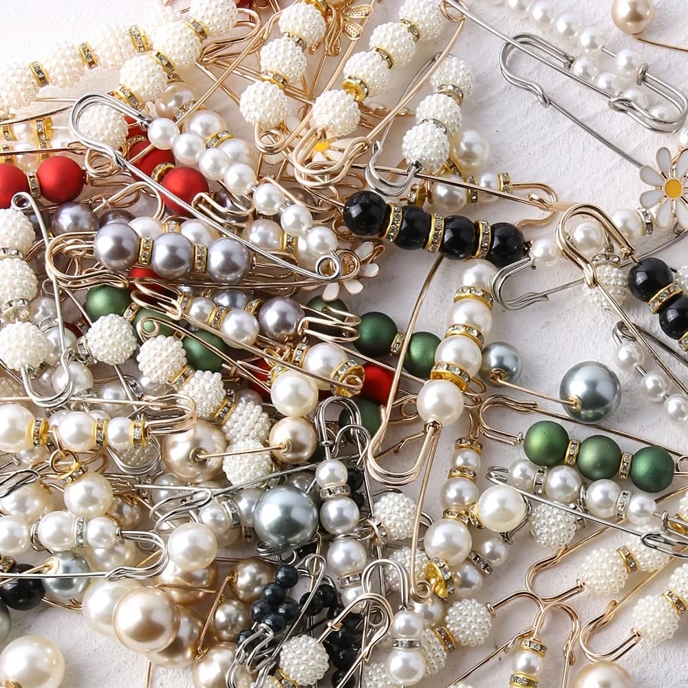 10 pezzi per le donne spilla Hijab di sicurezza perla finta spilla in vita sciarpa di sicurezza Hijab clip scialle fibbia spilla spille maglione spille spille
