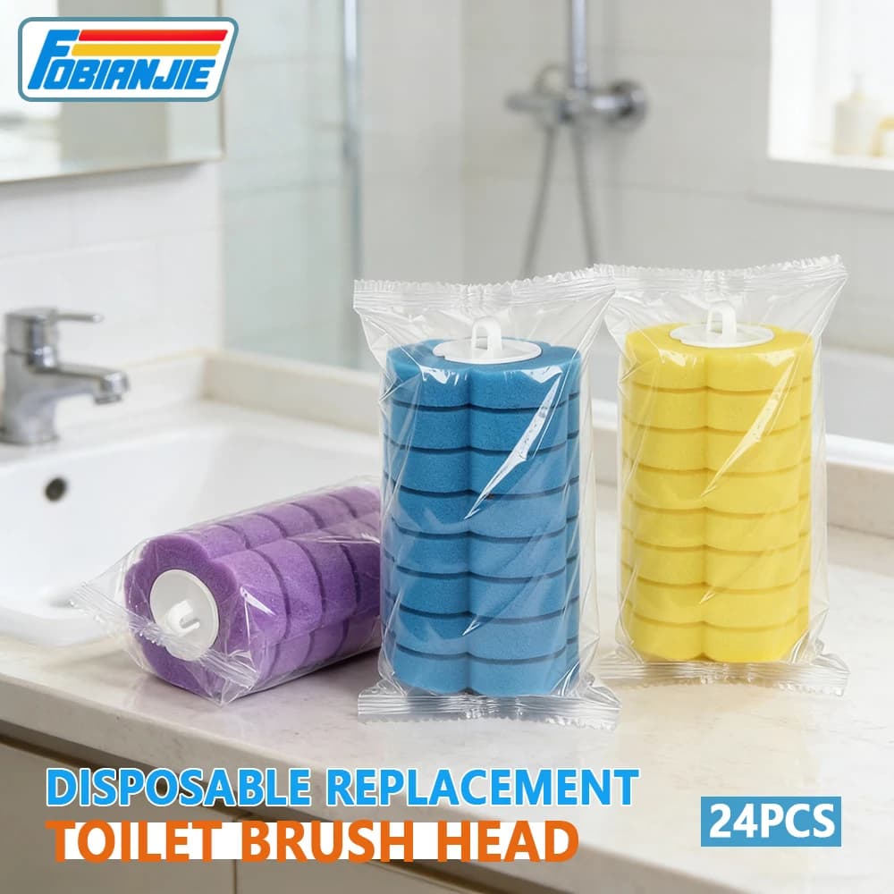 FOBIANJIE 3 Colori Testine Trasparenti per Spazzola WC, per Bagno, Vasca, Porta in Vetro, Lavabo (Solo Testina)