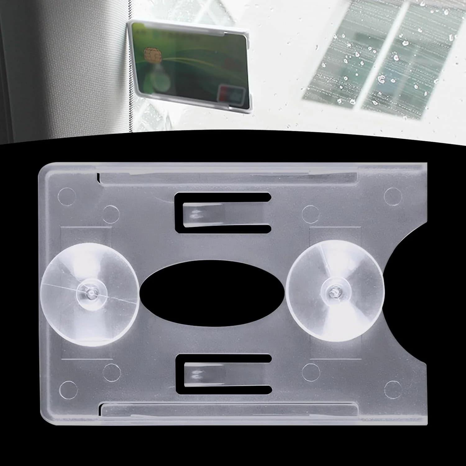 Porta Carte Universale per Auto, Clip Adesivo per Parabrezza, Organizzatore per Documenti Auto, Custodia per Libretto e Assicurazione