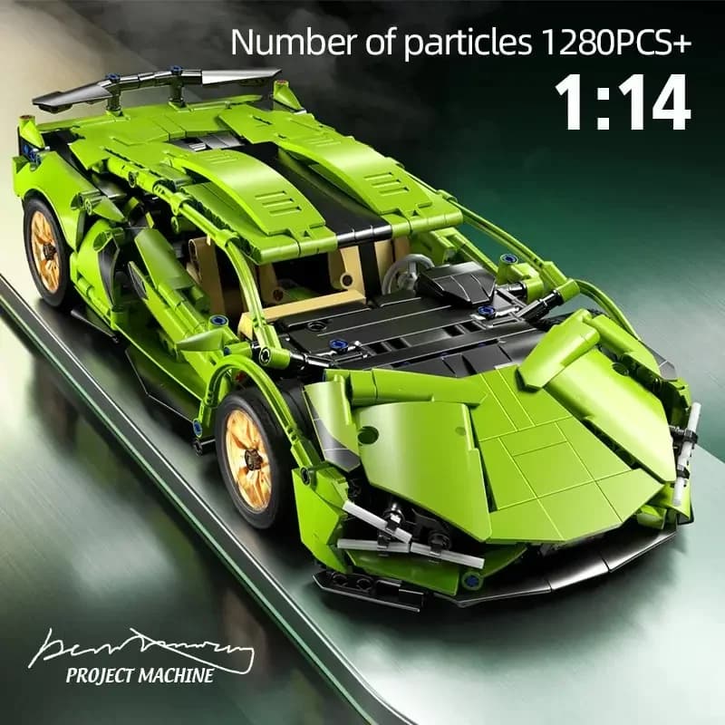 Auto sportiva da corsa tecnica 1280 pezzi modello di blocchi di costruzione città velocità meccanica veicolo supercar mattoni puzzle giocattoli regalo per adulti per bambini
