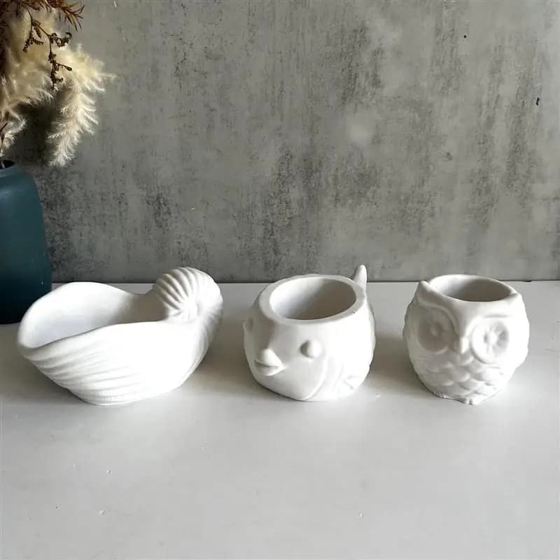 Forma animale candela tazza barattolo stampo in silicone gufo fathead pesce conchiglia gesso fai da te aroma tazza fioriera succulenta stampo in silicone di cemento