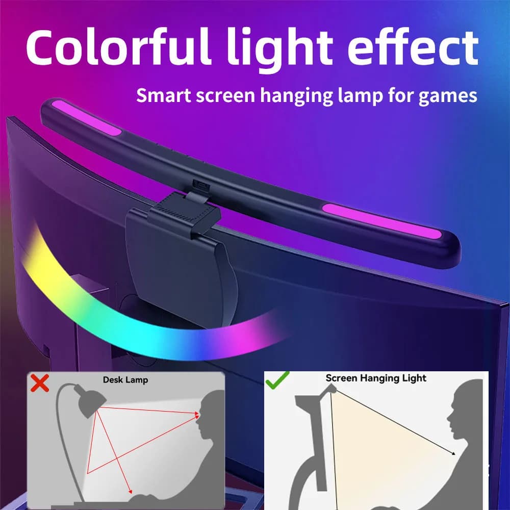 USB Stepless Dimming Table Desk Lamp Screen Hanging Light Monitor schermo curvo Light Bar RGB Atmosphere Light Monitor Lighting