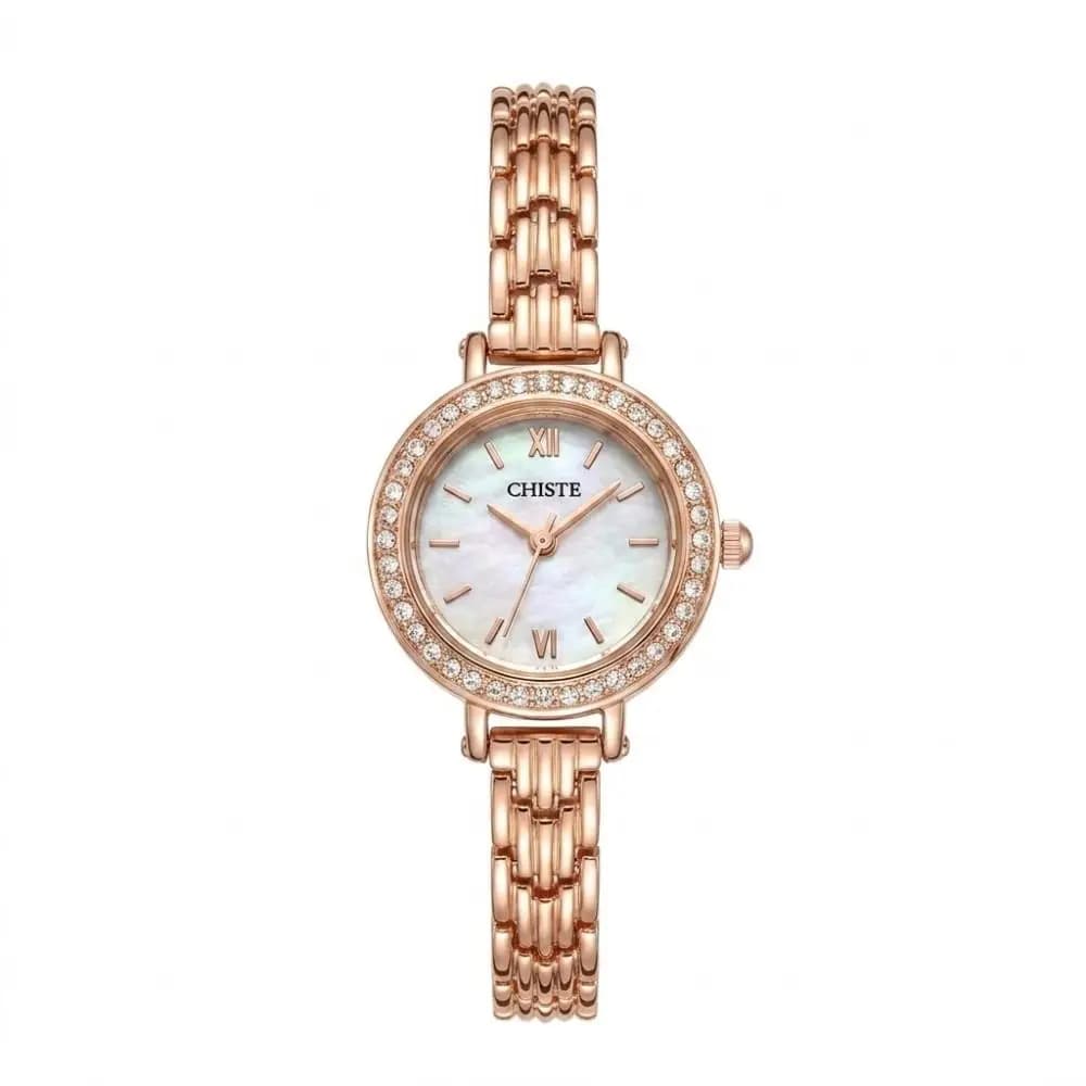 Orologio da polso vintage con quadrante rotondo, bracciale con diamanti intarsiati, elegante orologio da donna, regalo di lusso per donna