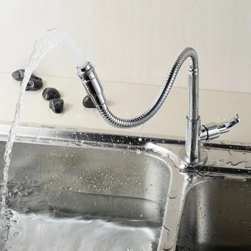 Rubinetto da cucina con rotazione a 360 gradi e getto a spruzzo, rubinetto per lavello da cucina, rubinetto a montaggio su piano per acqua fredda, rubinetto per lavabo