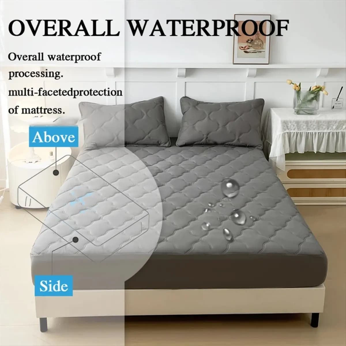Learned - Sheets with waterproof corners, mattress covers Breathable microfiber cushions for Queen 180x200 cm