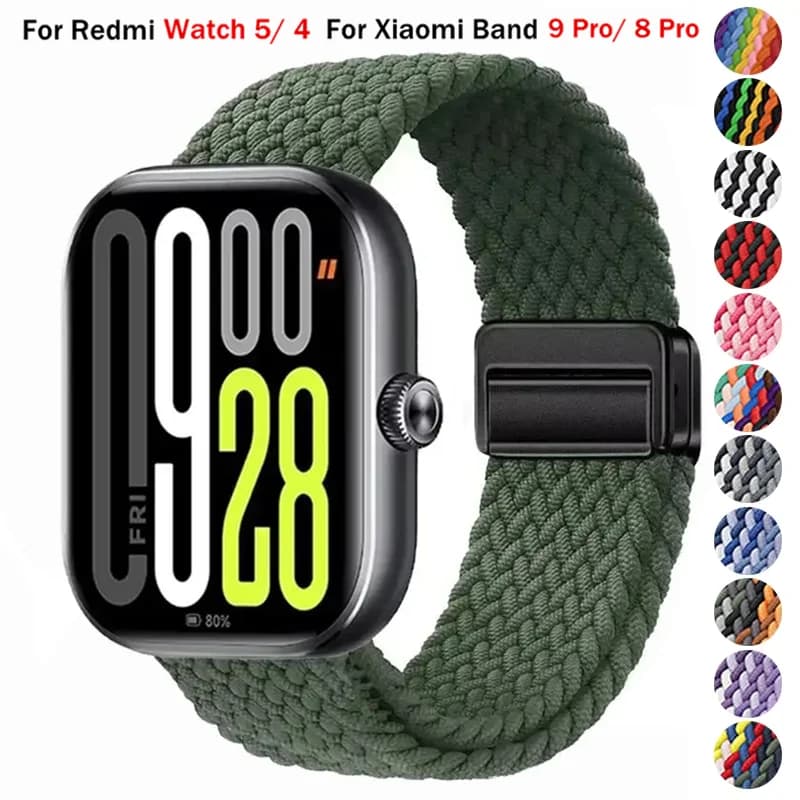 Cinturino in nylon per Redmi Watch 5 4 SmartWatch cinturino magnetico braccialetto di ricambio pulsara per Xiaomi Mi Band 9 Pro 8 Pro