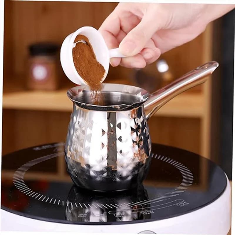 AT21-2X Caffettiera turca, caffettiera in acciaio inossidabile, scaldalatte per cioccolata da fornello con beccuccio da 200 ml