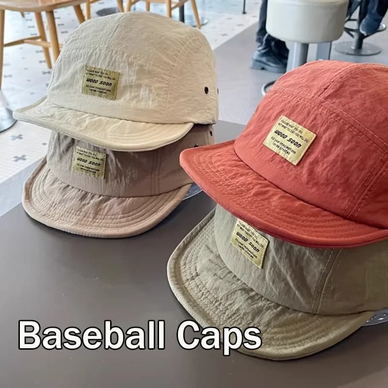 Japanese-style Soft Top Quick Dry Cap Letter Embroidery Lightweight Short Brim Baseball Caps Adjustable Breathable Peaked Caps