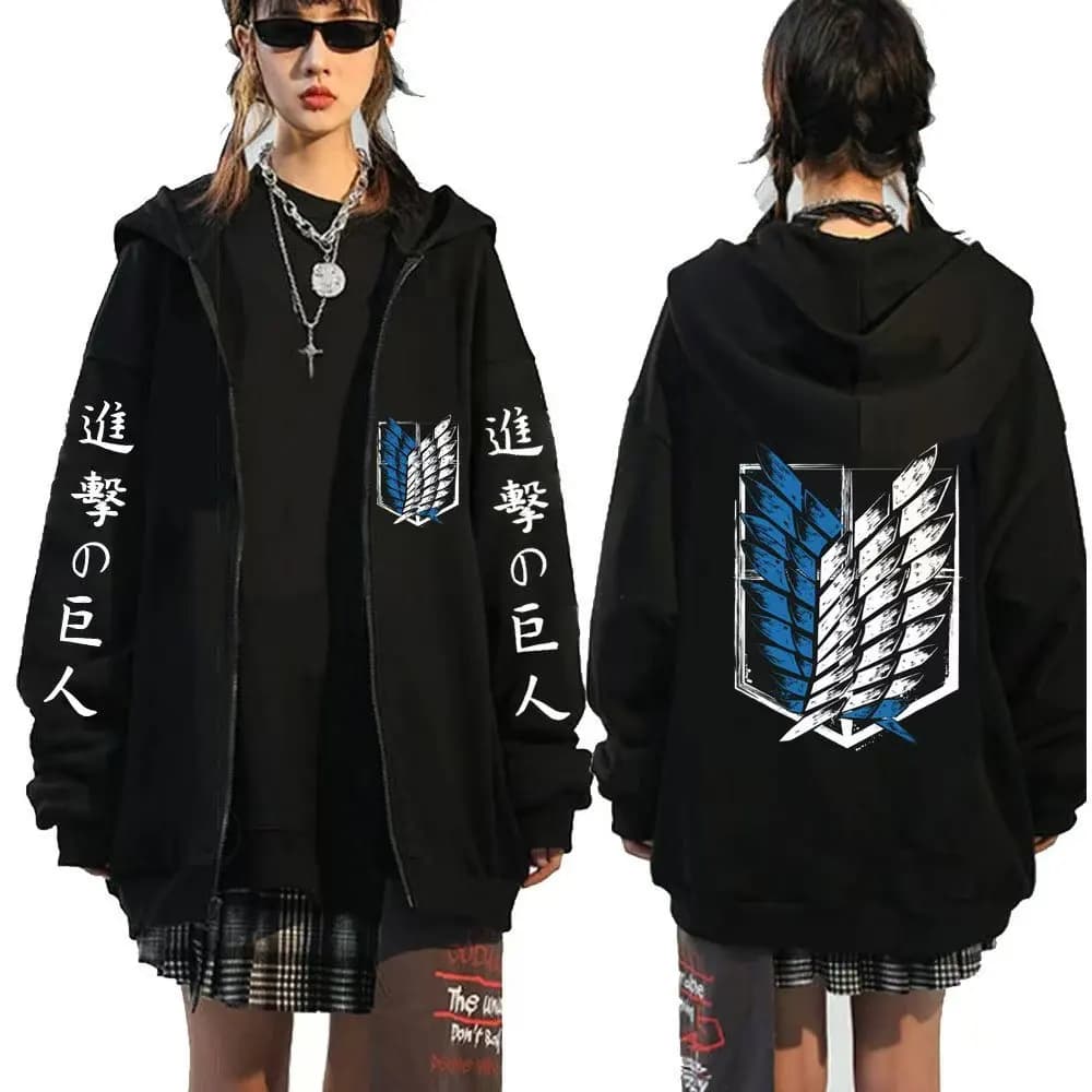 New Anime Attack on Titan Hooded sweatshirt Zip Up Hooded sweatshirt Levi Ackerman Shingeki No Kyojin Men's hoodie Sportswear Cosplay Cloth