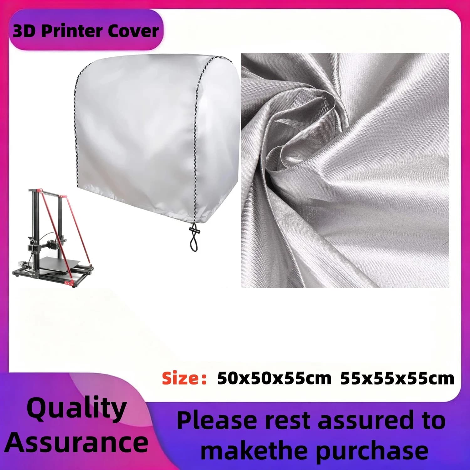 Copertura antipolvere resistente all'acqua per stampante 3D con coulisse regolabile, progettata per modelli di stampanti compatibili con 3 e 3 Pro