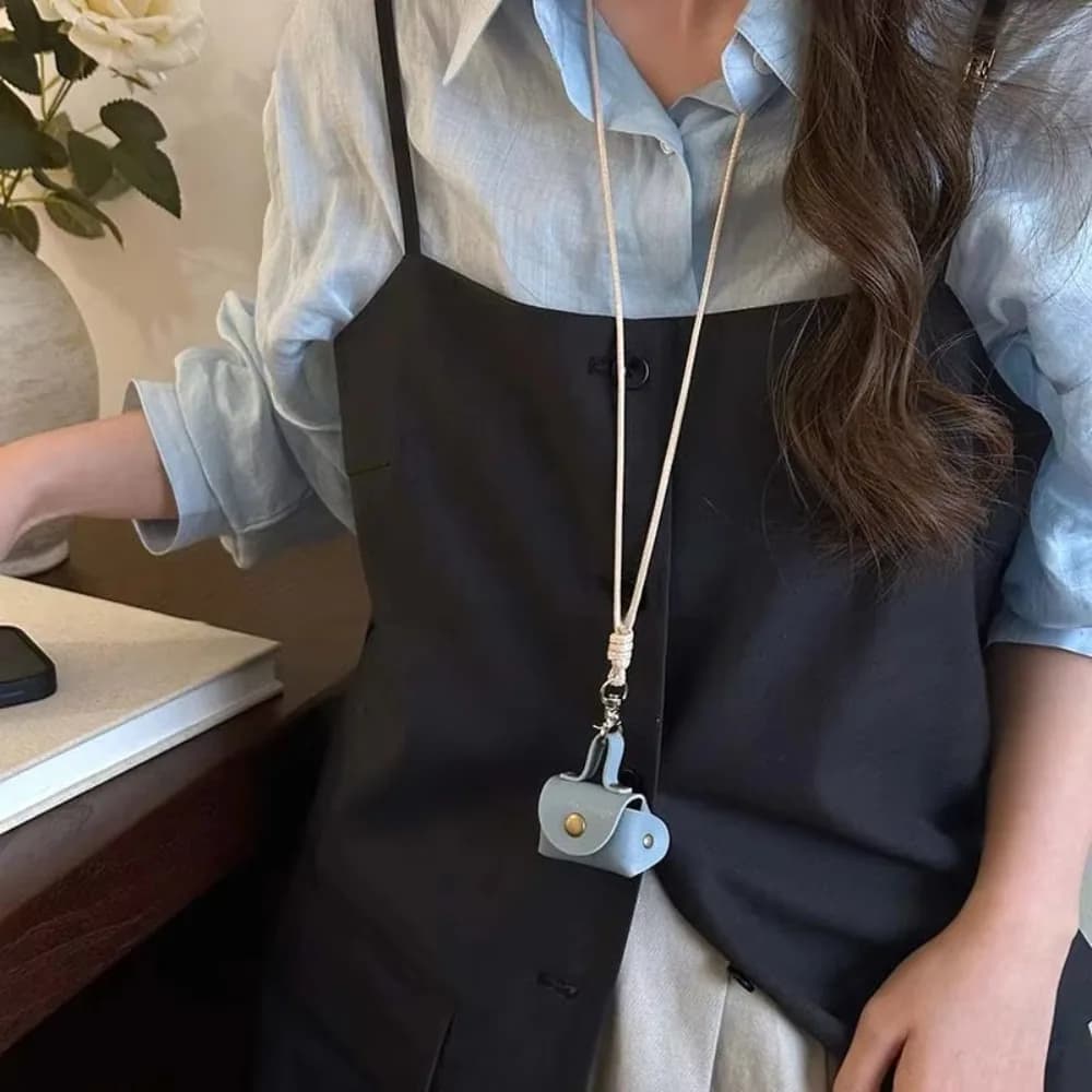 New Leather Hanging Neck Coin Purse Necklace Gifts Pendant Headphone Bag Women Necklace Women