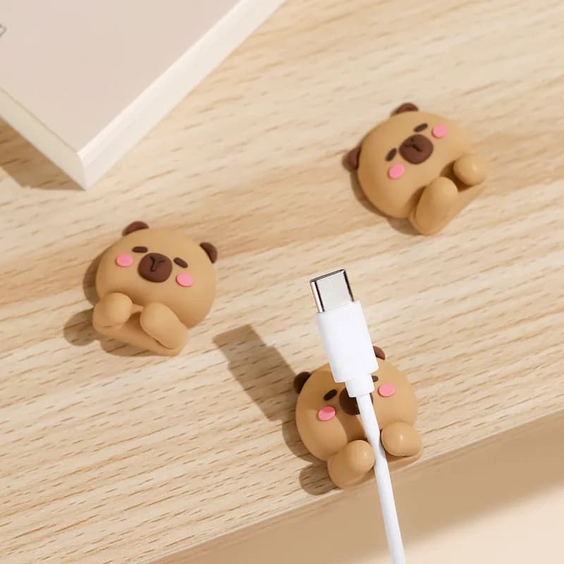 Capybara Organizer Silicone USB Cable Winder Flexible Cable Management Clips For Mouse Headphone Earphone Holder