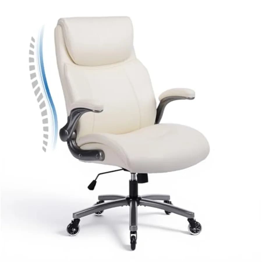 Sedia da Ufficio Ergonomica in Pelle PU con Schienale Alto per Uso Domestico e Computer, con Supporto Lombare e Braccioli Ribaltabili, Robusta