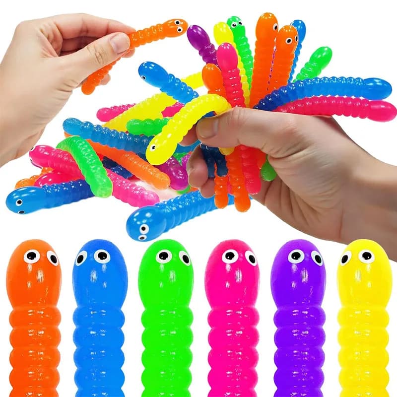 30/20/10PCS Noodles Sensory Fidget Worm Stretch Toys For Kids Anti Stress Gifts Cute Stuff Stocking Stuffers Party Favors
