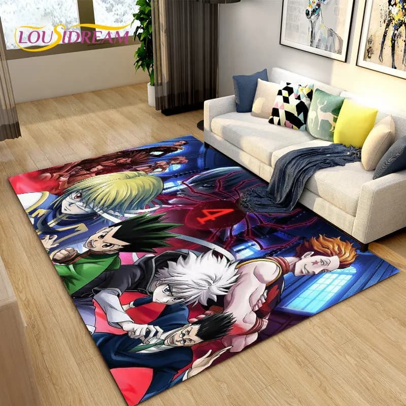 Tappeto grande con disegno anime Hunter×Hunter HxH, tappeto per soggiorno, camera da letto, divano, decorazione, tappetino antiscivolo per bambini