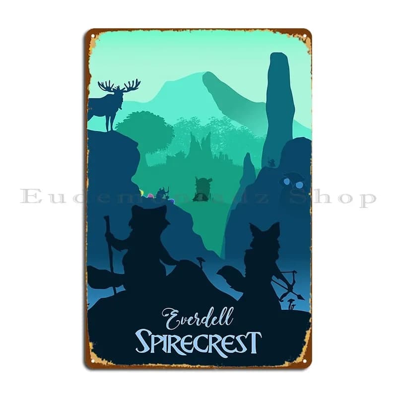 Everdell Spirecrest Giochi da Tavolo, Insegne Metalliche Minimaliste da Viaggio, Poster in Latta per Pub e Club