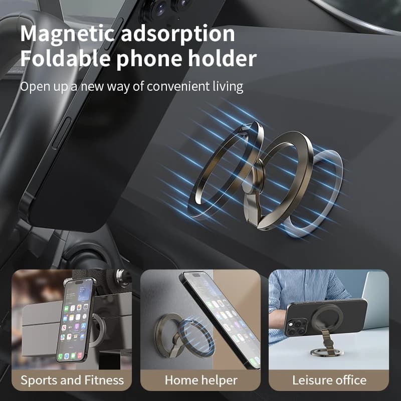 Desktop Double-sided Magnetic Phone Holder for Magsafe Cellphones Magnet Stand Car Portable Metal Support for iPhone 13 14 15 16