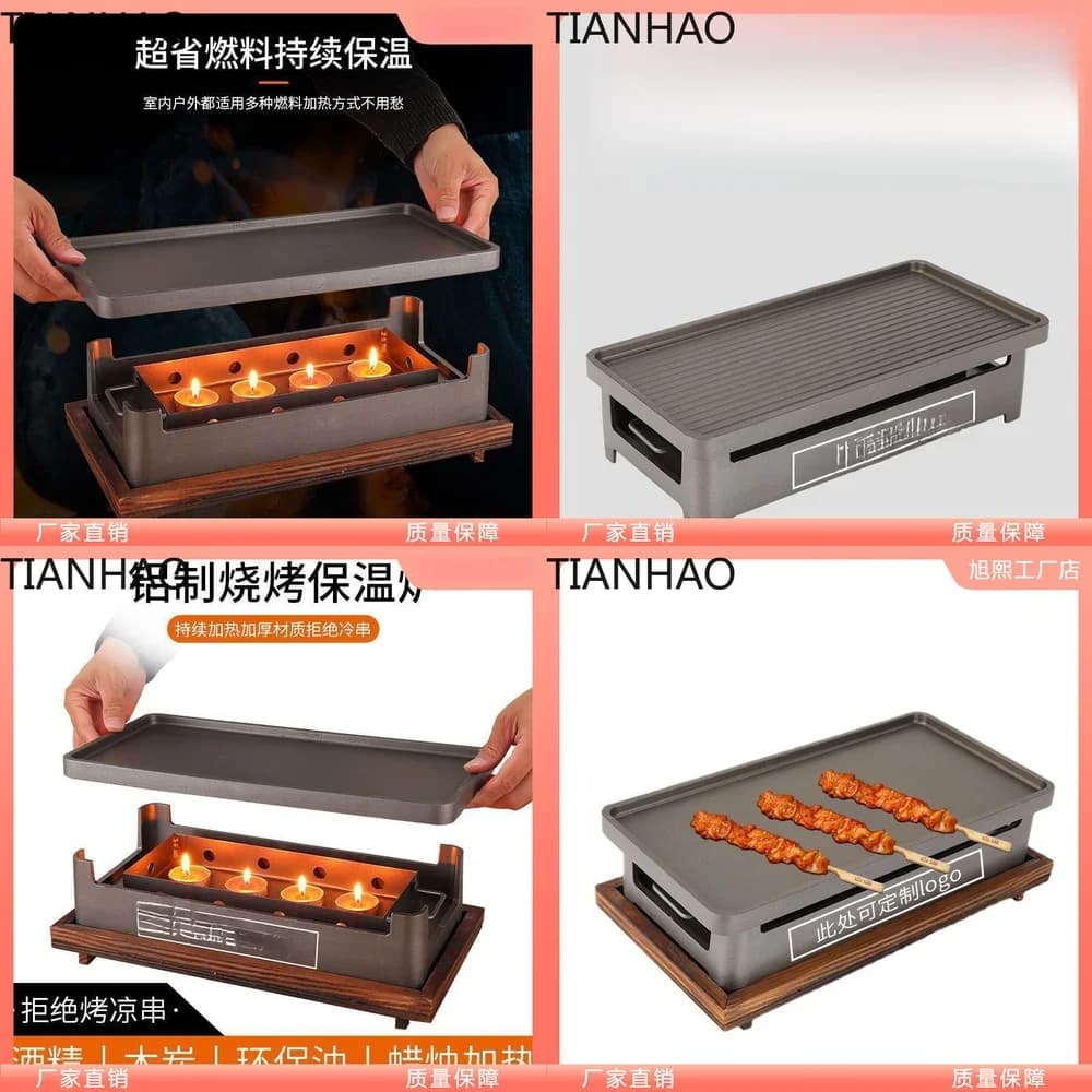 for commercial rectangular warming grill non stick heating tray alcohol charcoal bbq griddle roasting pan food warmer hot