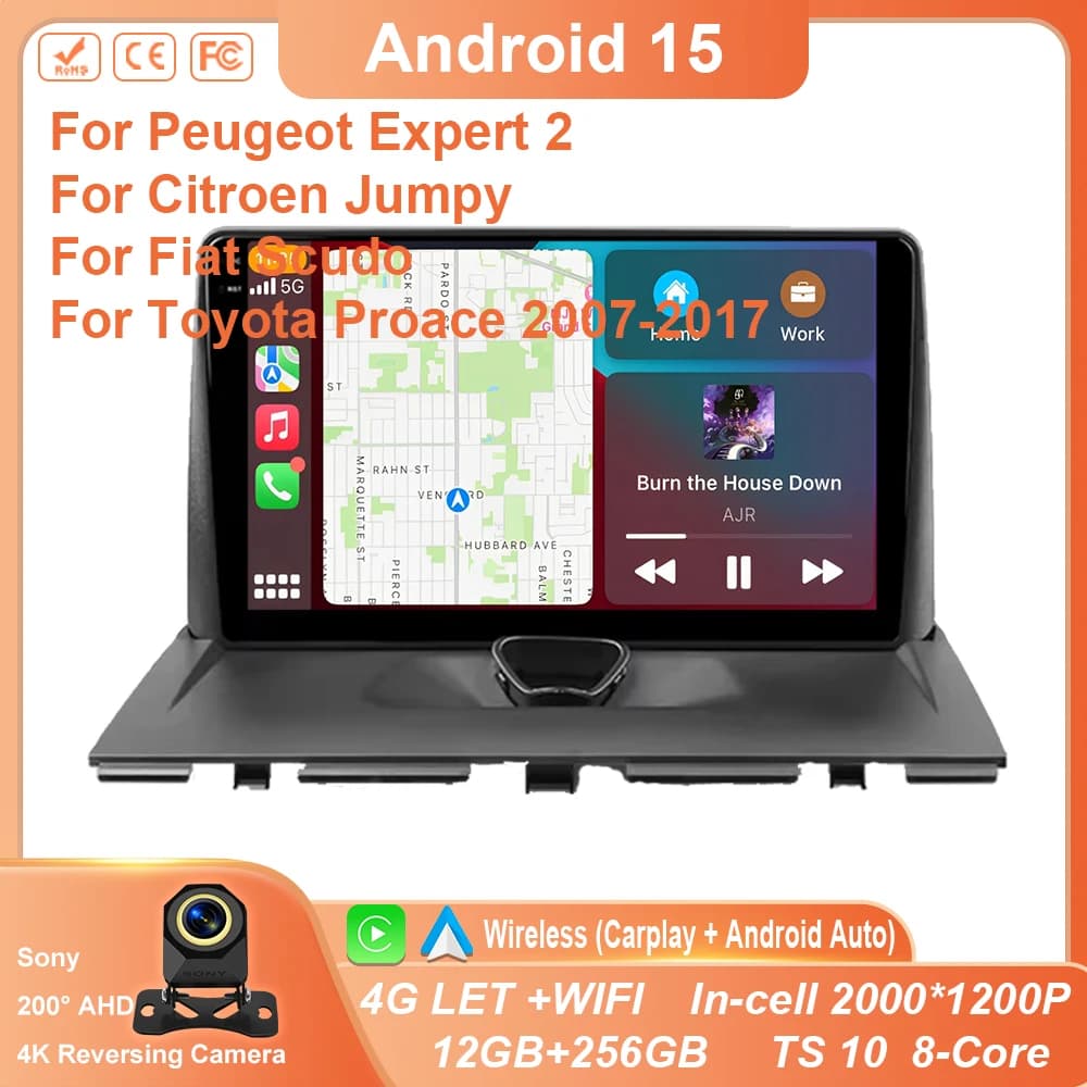 Car Radio Carplay For Peugeot Expert 2 For Citroen Jumpy For Fiat Scudo For Toyota Proace 2007-2017 Navigation GPS Android Auto